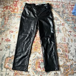 NWOT Criss-Cross Waistband Vegan Leather 90s Straight Pant